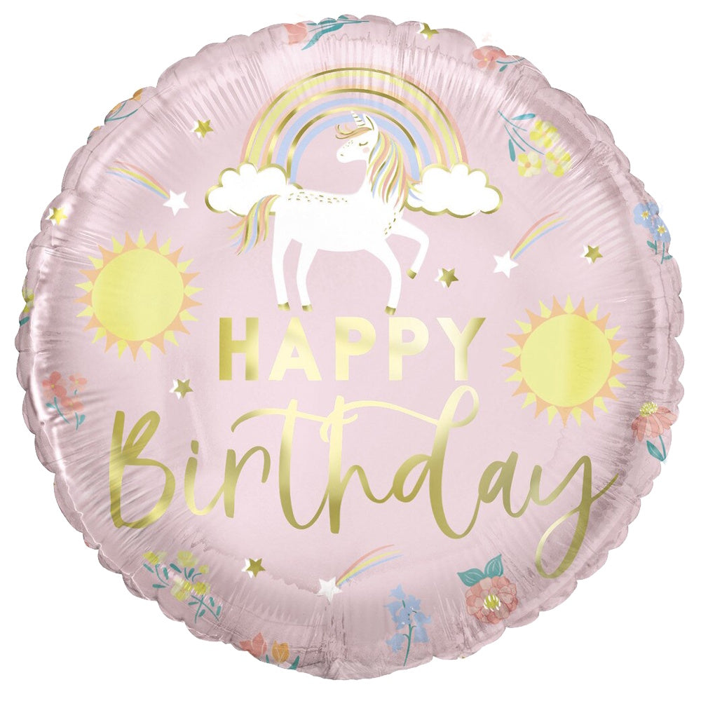 Dainty Unicorn Happy Birthday Foil Balloon
