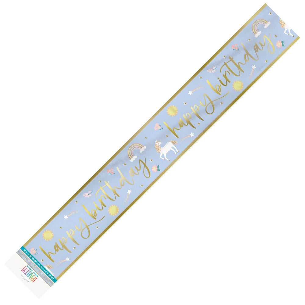Dainty Unicorn Happy Birthday Foil Banner