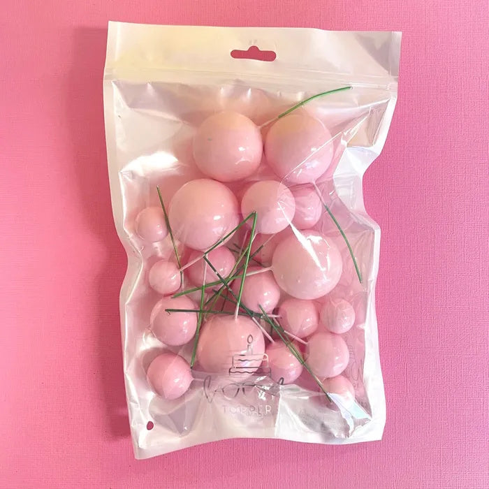 Deco Foam Ball Toppers 20pk - Baby Pink