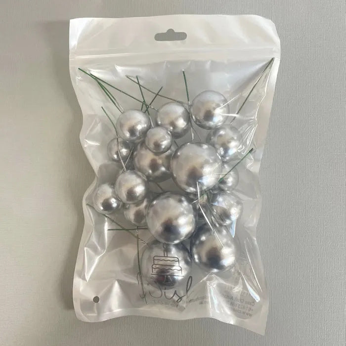 Deco Foam Ball Toppers 20pk - Silver
