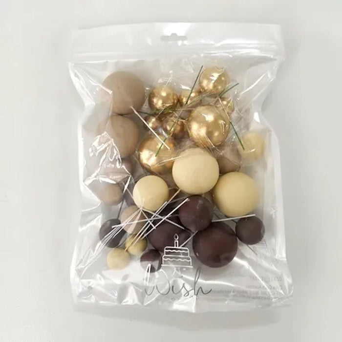 Deco Foam Ball Toppers 32pk - Brown, Cream & Gold
