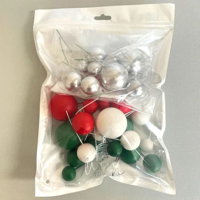 Deco Foam Ball Toppers 32pk - Christmas Silver
