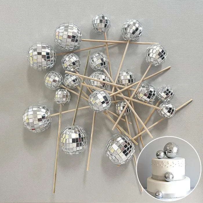 Disco Ball Cake Toppers 20pk