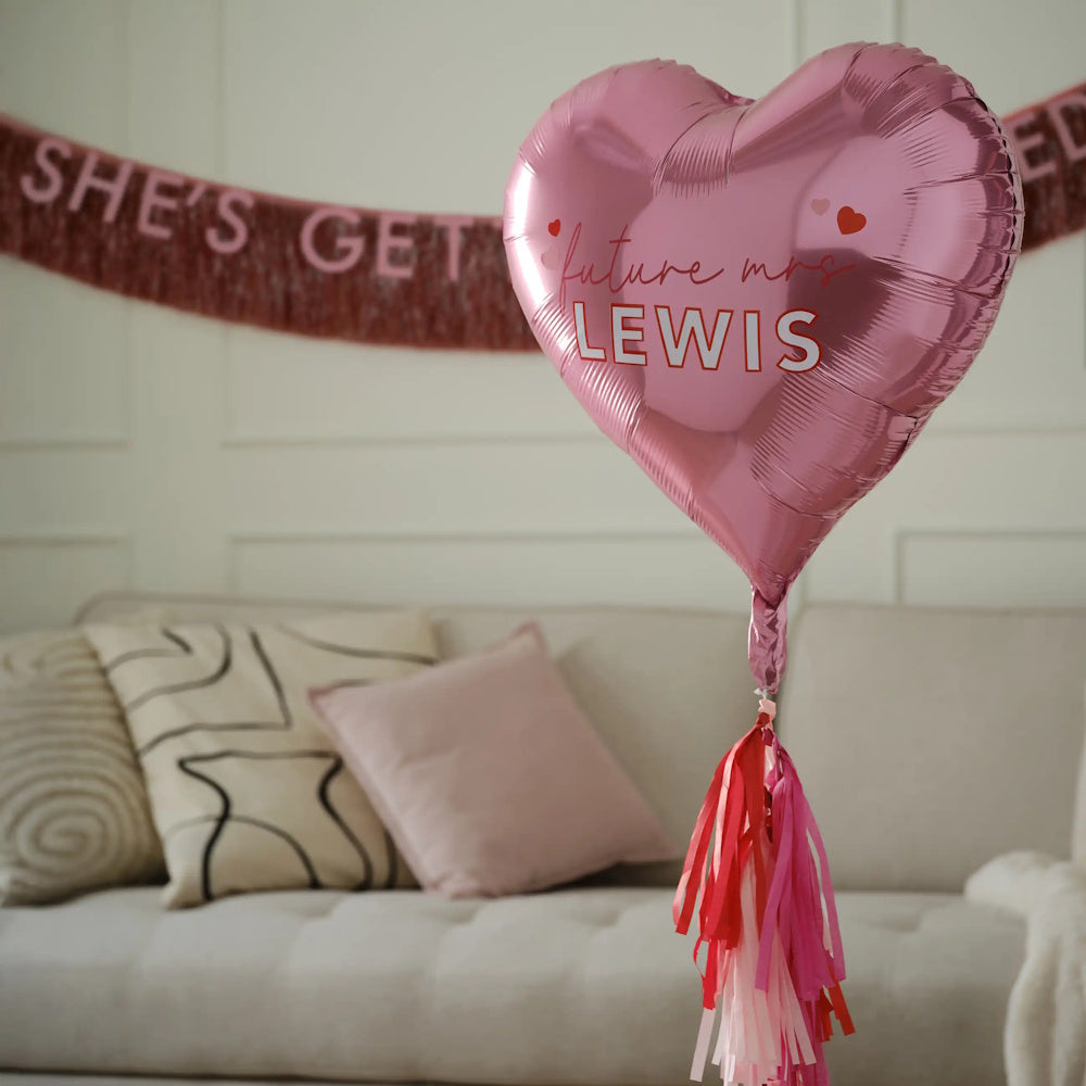 Drunk In Love Customisable Future Mrs Heart Foil Balloon with Tassel