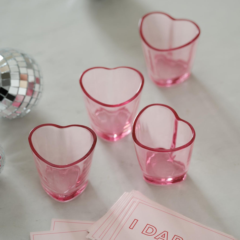 Drunk In Love Pink Heart Shot Glasses 4pk