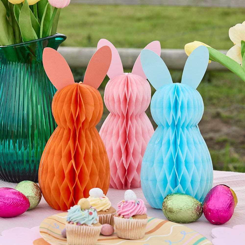 Easter Bunny Honeycomb Decorations 3pk
