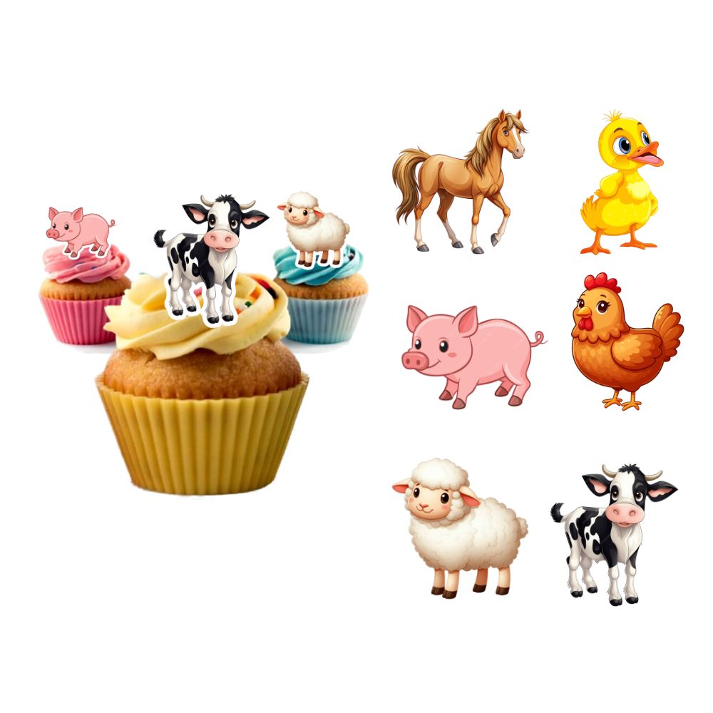 Edible Wafer Toppers - Farmyard Animals