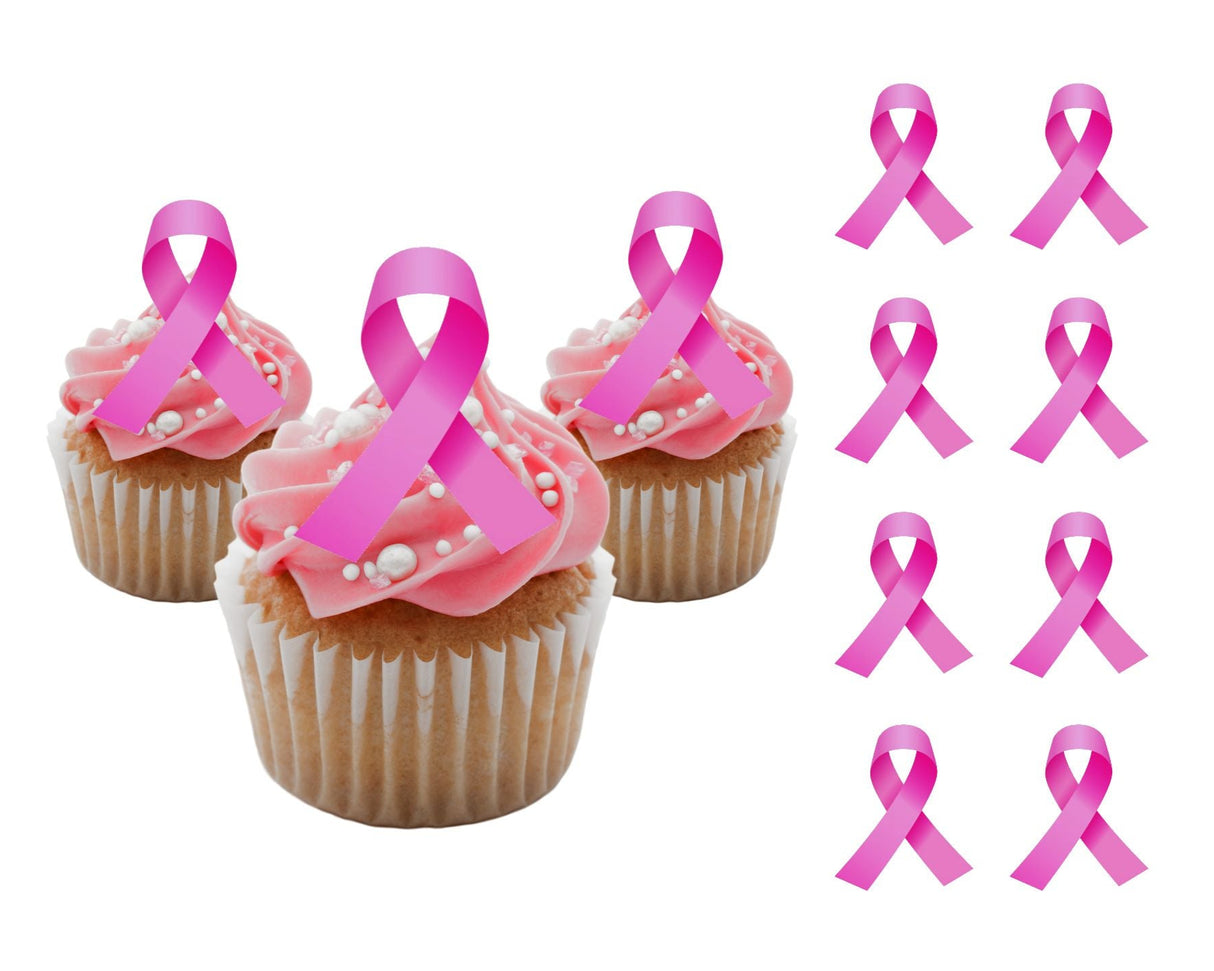 Edible Wafer Toppers - Pink Ribbons