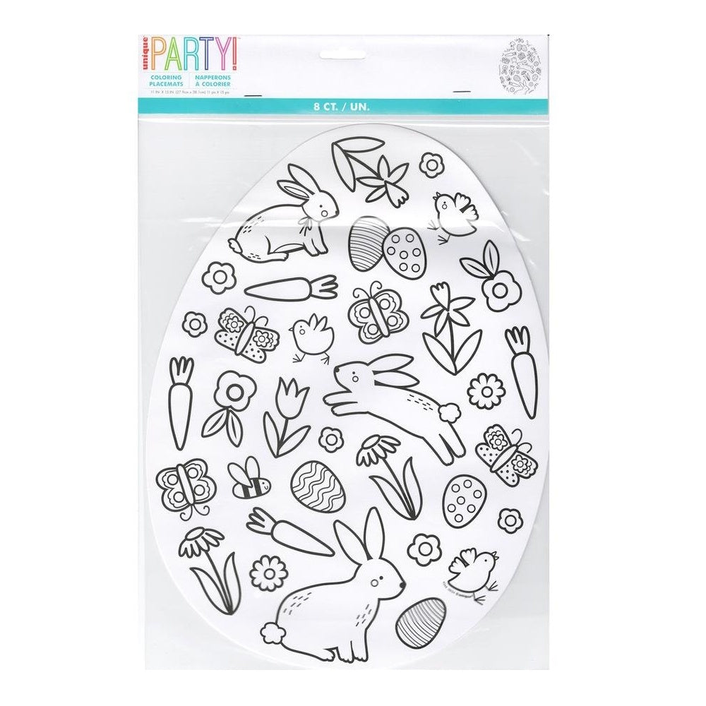 Easter Egg Shaped Colouring In Placemats 8pk