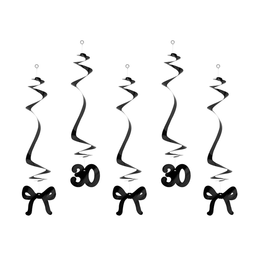 Elegant Milestone Black Bow Hanging Swirls 30