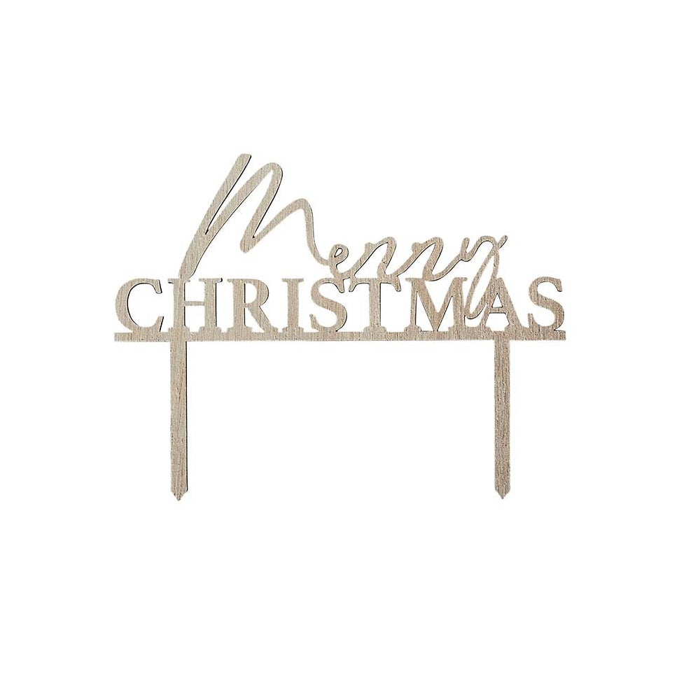 Festive Folklore Merry Christmas Wooden Cake Topper