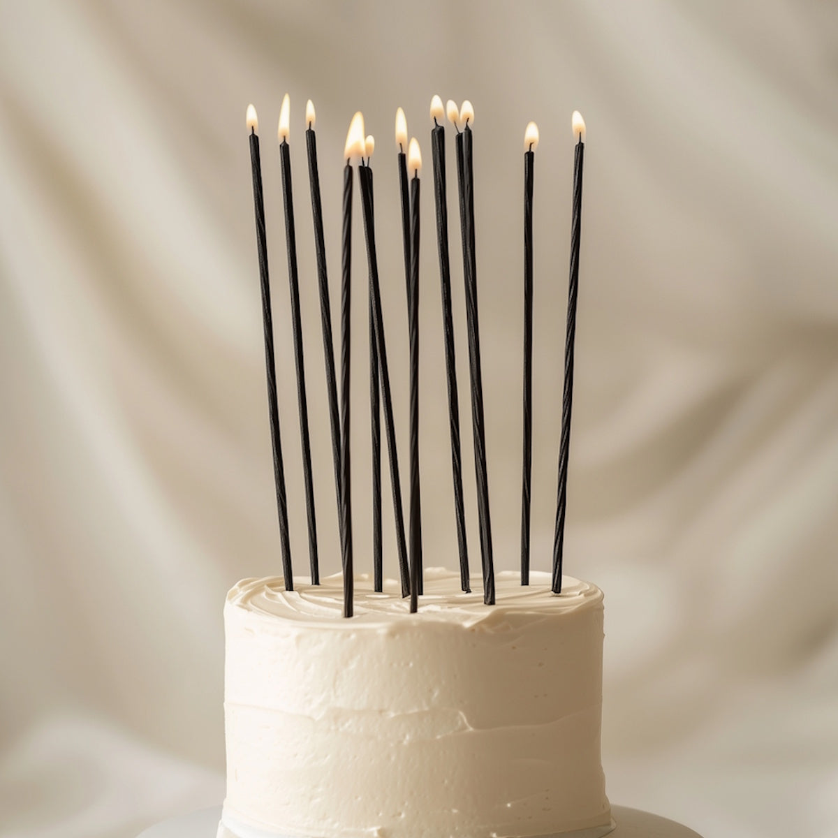 Fine Spiral Cake Candles 16pk - Black