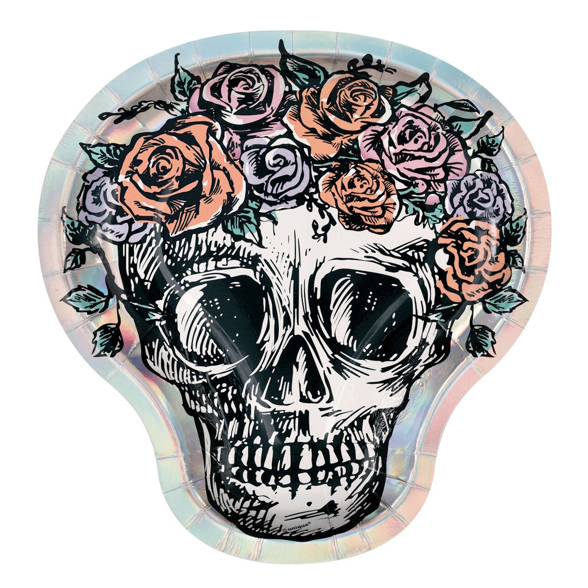Floral Skulls Skull Shaped Plates 8pk