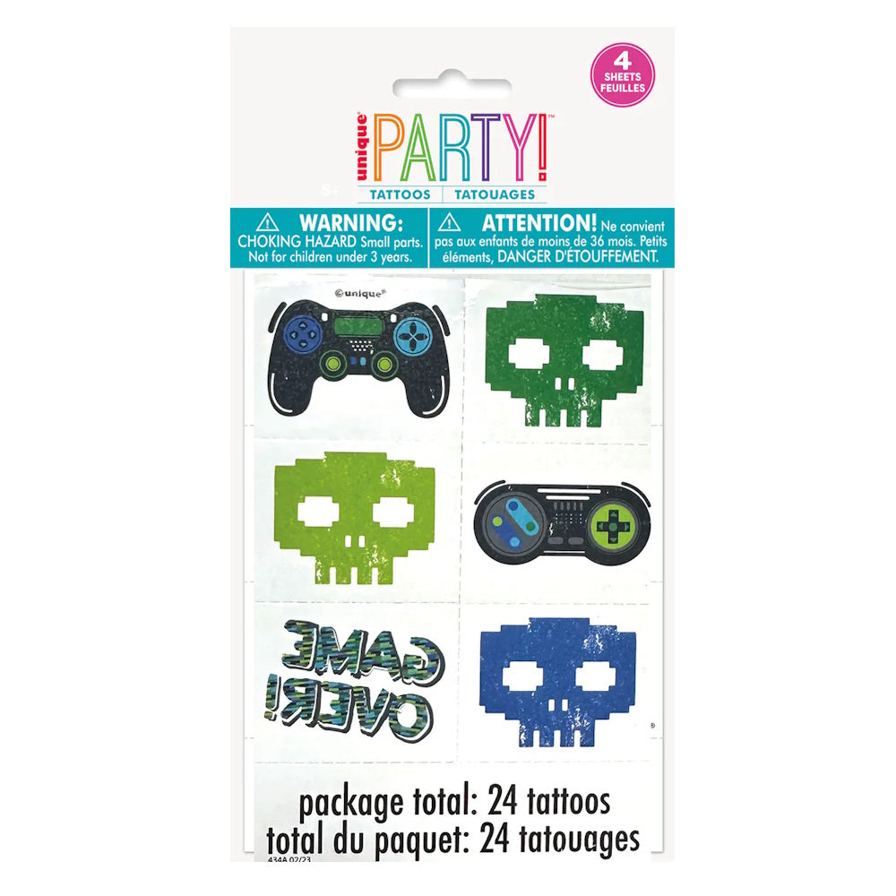 Gamer Birthday Tattoos 24pk