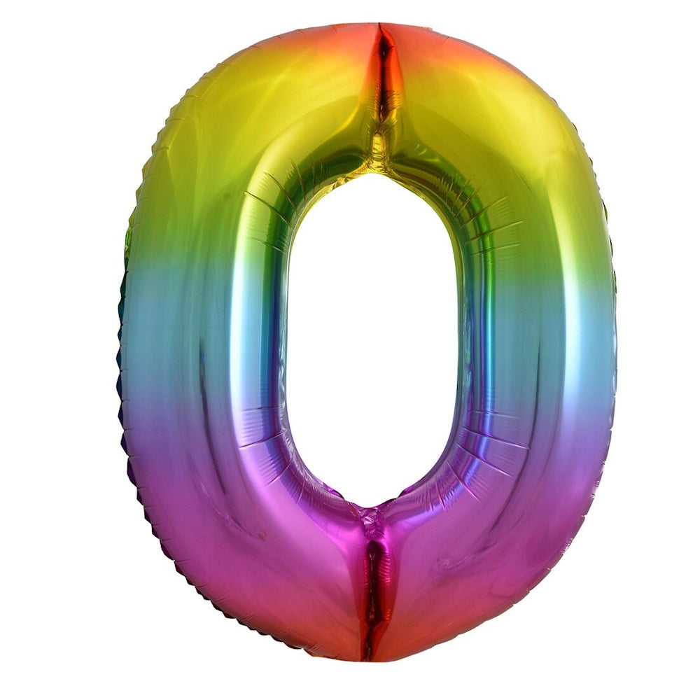 Giant Rainbow Number Foil Balloon - 0