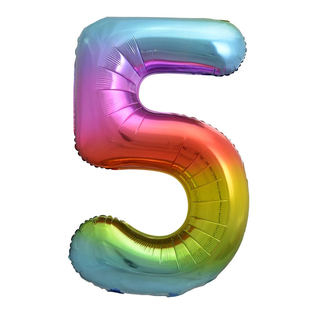 Giant Rainbow Number Foil Balloon - 5