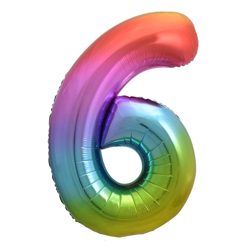 Giant Rainbow Number Foil Balloon - 6