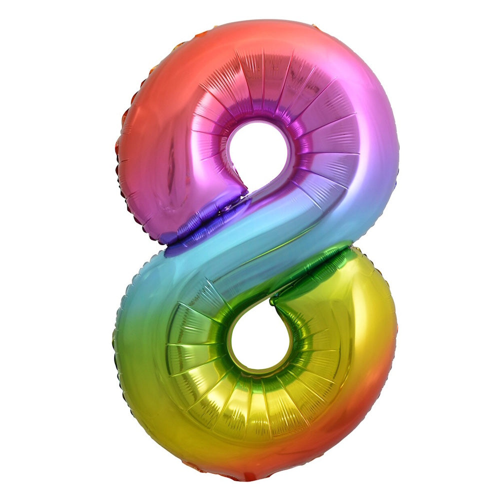 Giant Rainbow Number Foil Balloon - 8