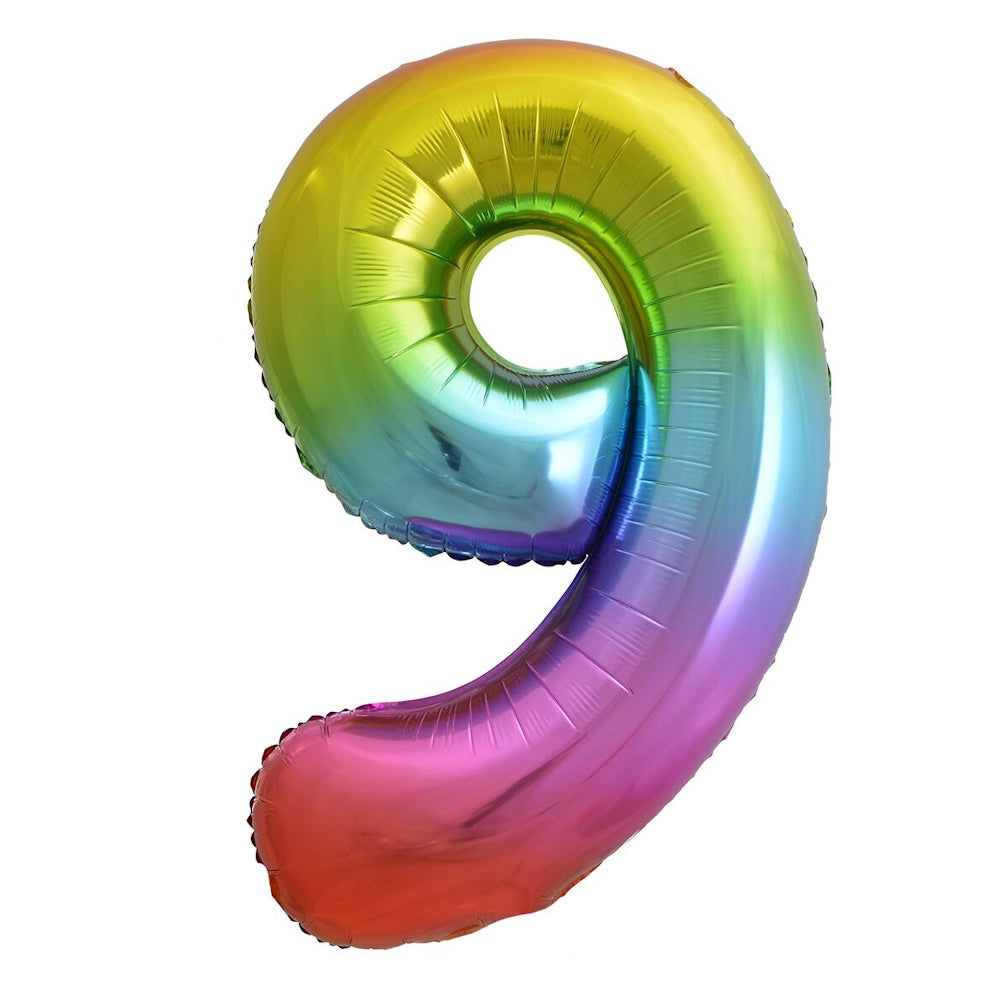 Giant Rainbow Number Foil Balloon - 9