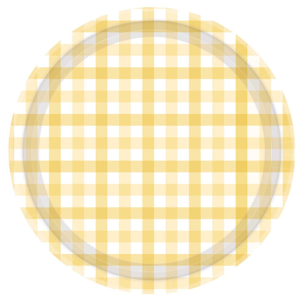 Gingham Dinner Plates 8pk - Pastel Yellow