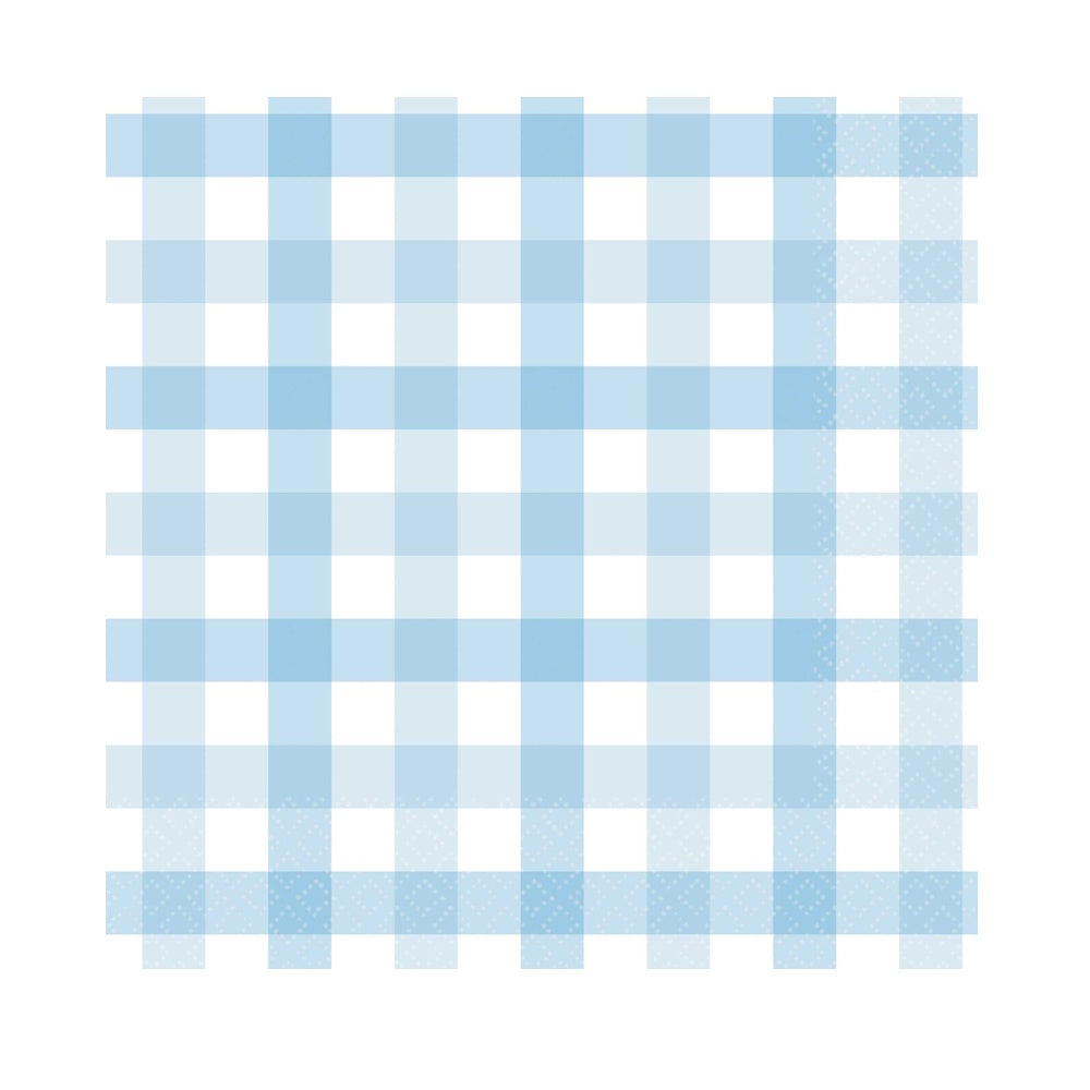 Gingham Lunch Napkins 16pk - Pastel Blue