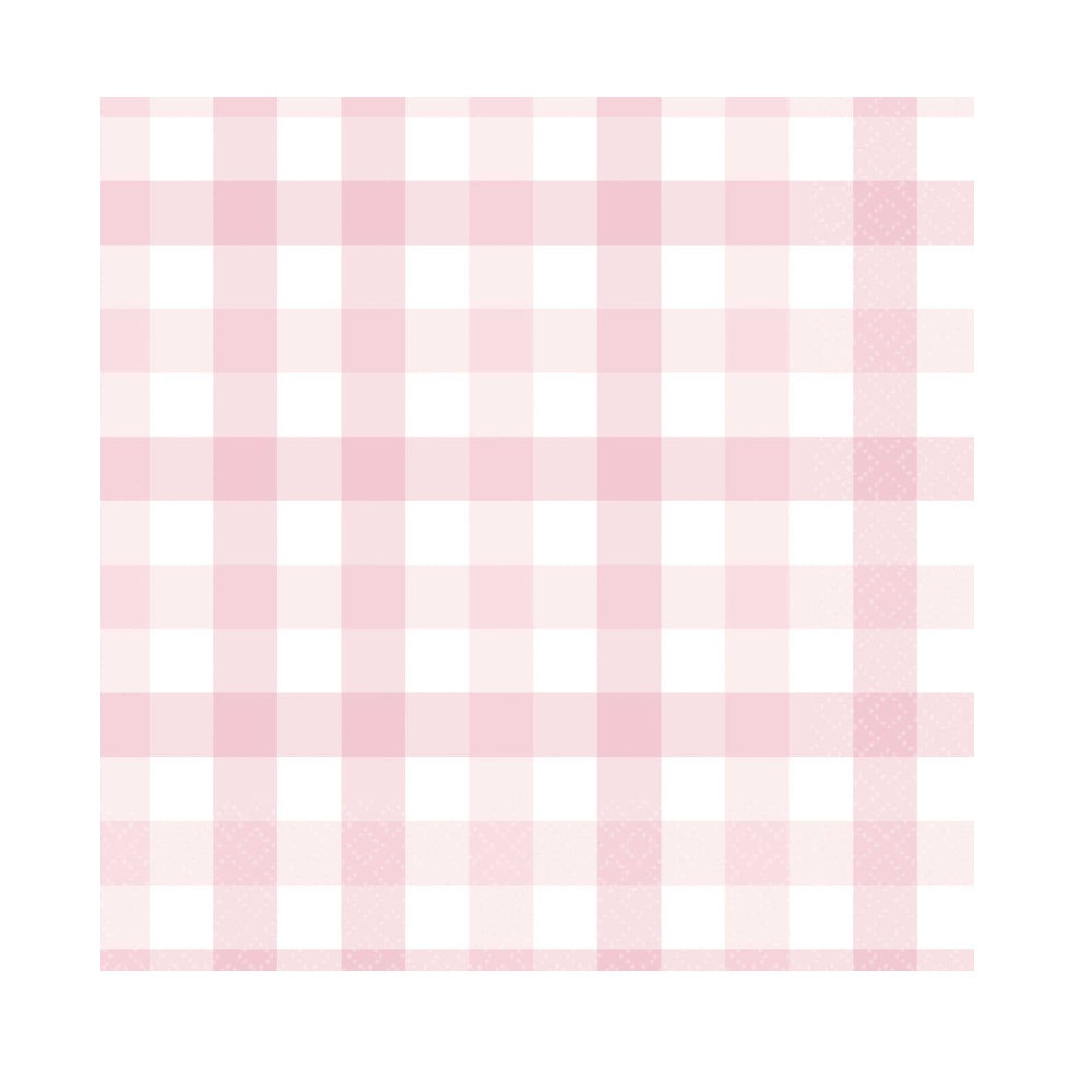 Gingham Lunch Napkins 16pk - Pastel Pink
