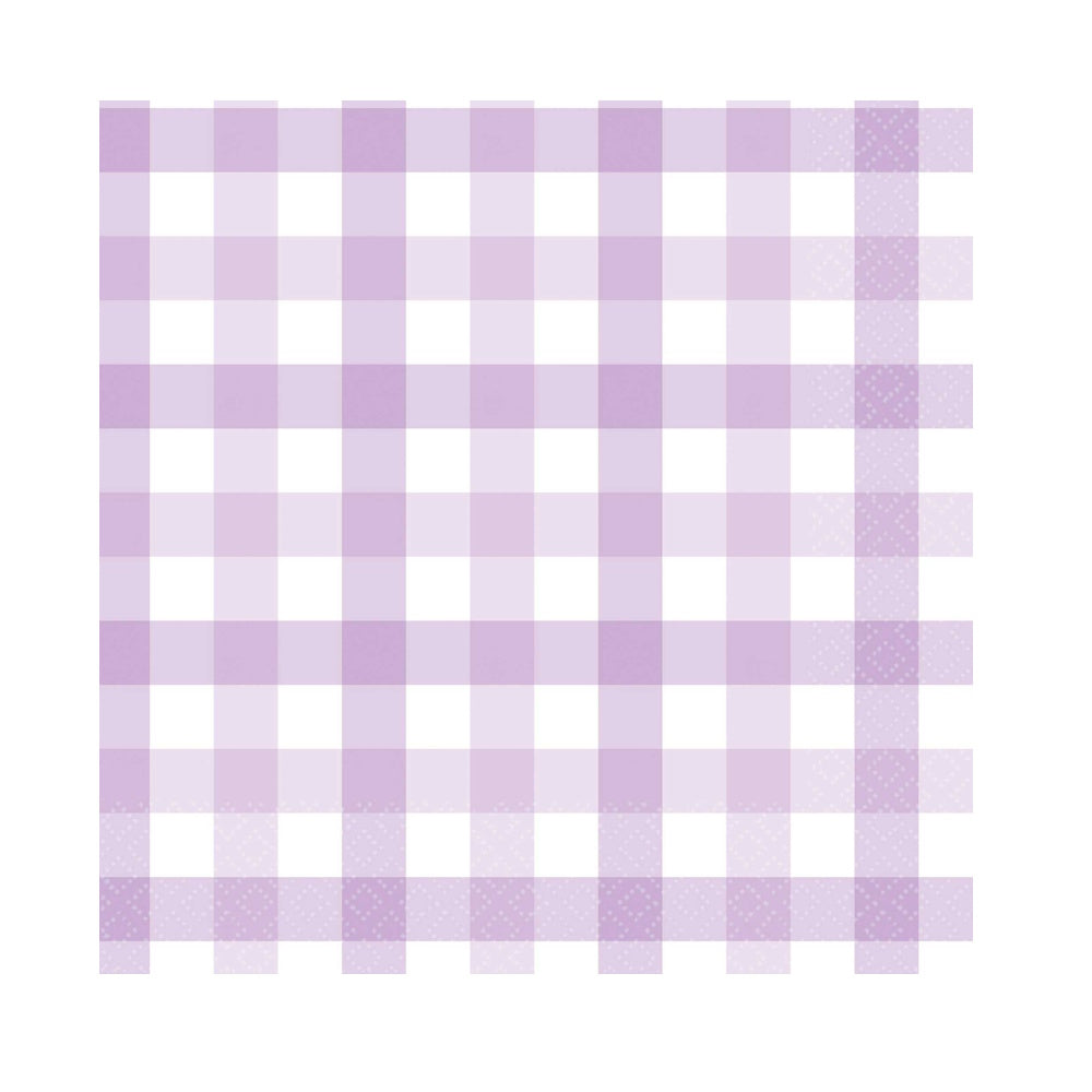 Gingham Lunch Napkins 16pk - Pastel Purple