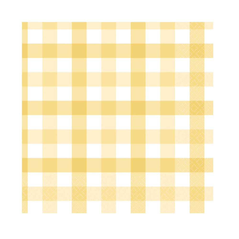 Gingham Lunch Napkins 16pk - Pastel Yellow