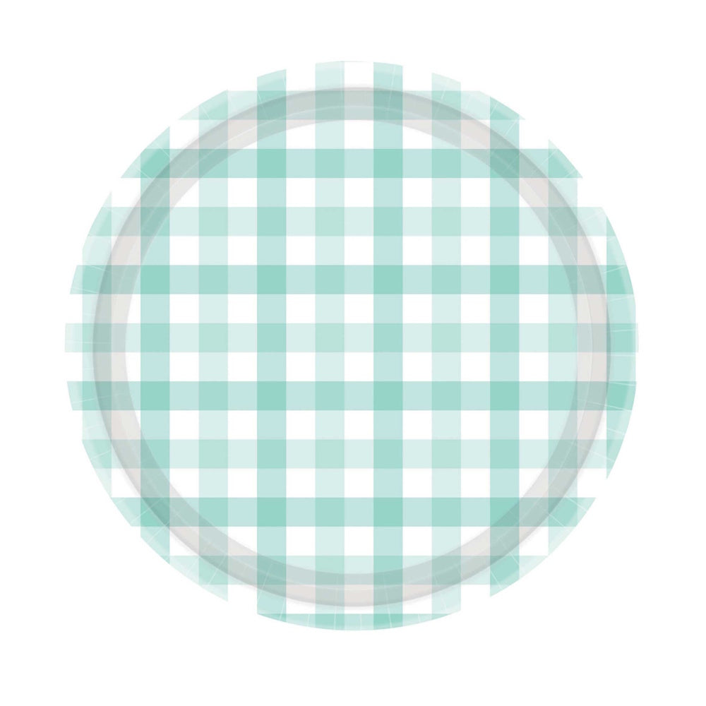 Gingham Lunch Plates 8pk - Pastel Mint