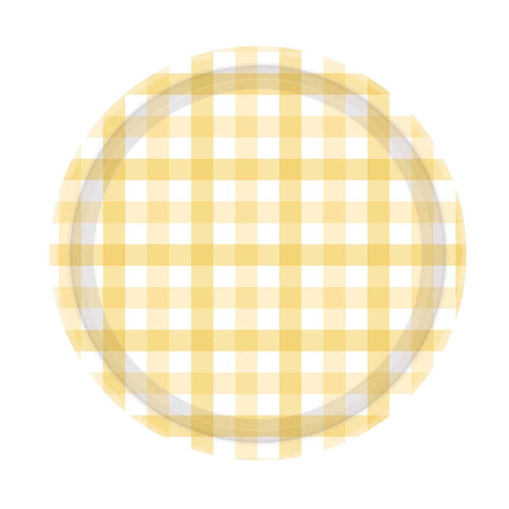 Gingham Lunch Plates 8pk - Pastel Yellow