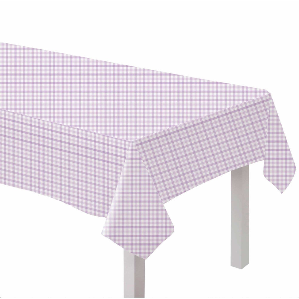 Gingham Paper Tablecover - Pastel Purple