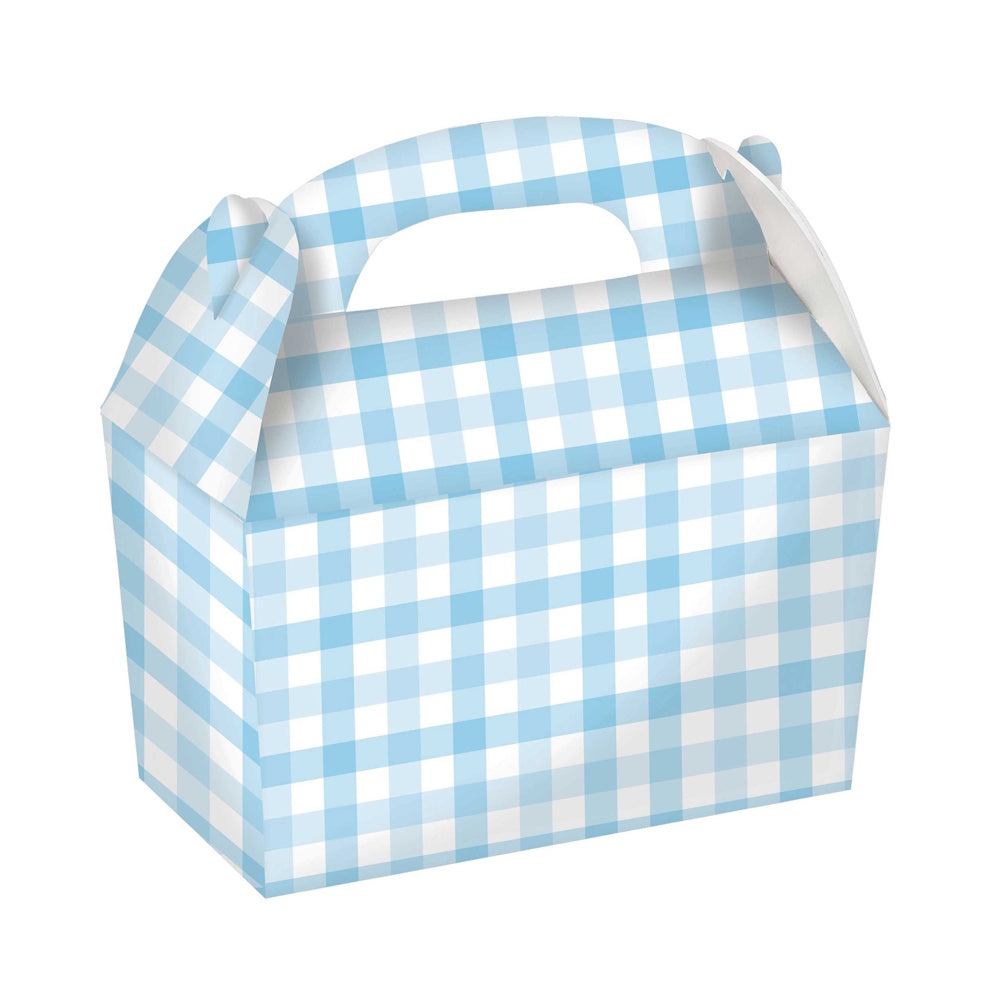 Gingham Gable Treat Boxes 4pk - Pastel Blue