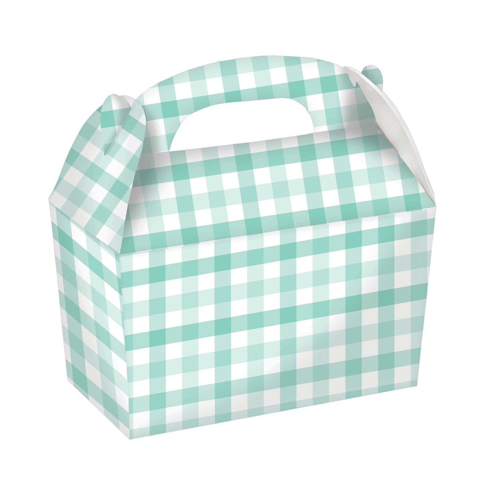 Gingham Gable Treat Boxes 4pk - Pastel Mint