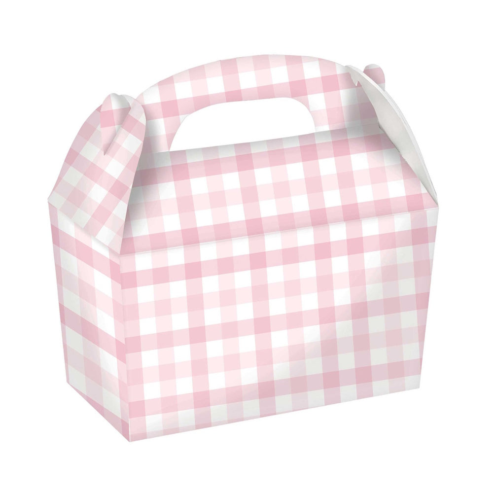 Gingham Gable Treat Boxes 4pk - Pastel Pink
