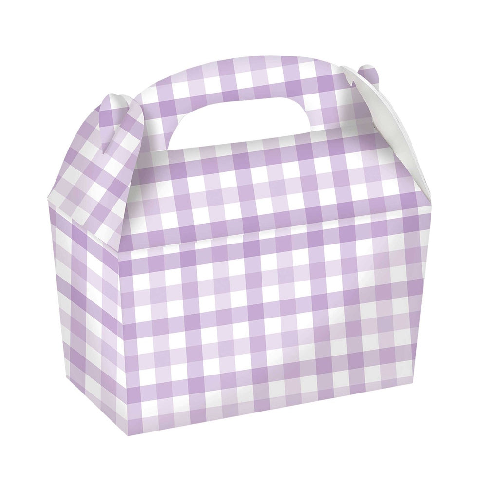Gingham Gable Treat Boxes 4pk - Pastel Purple