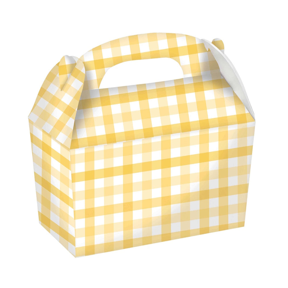 Gingham Gable Treat Boxes 4pk - Pastel Yellow