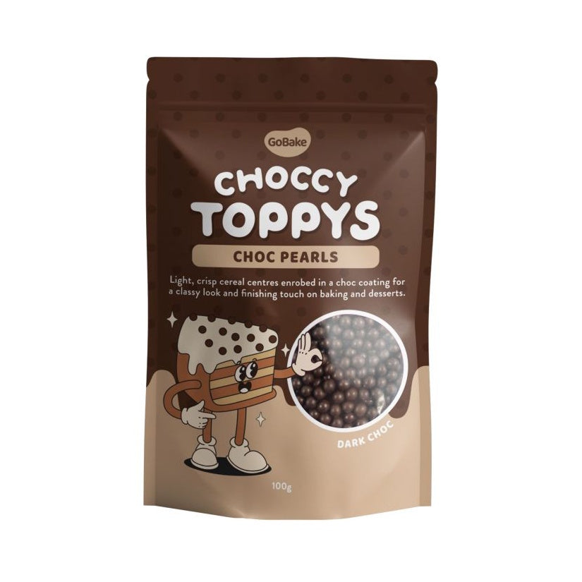 GoBake Choccy Toppys Choc Pearls - Dark Choc