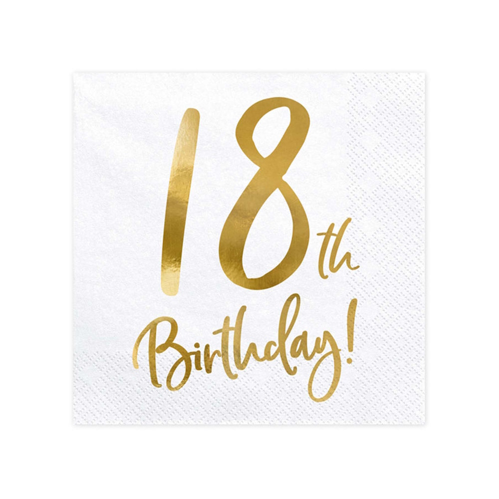 Gold Milestone 18th Birthday Lunch Napkins 20pk