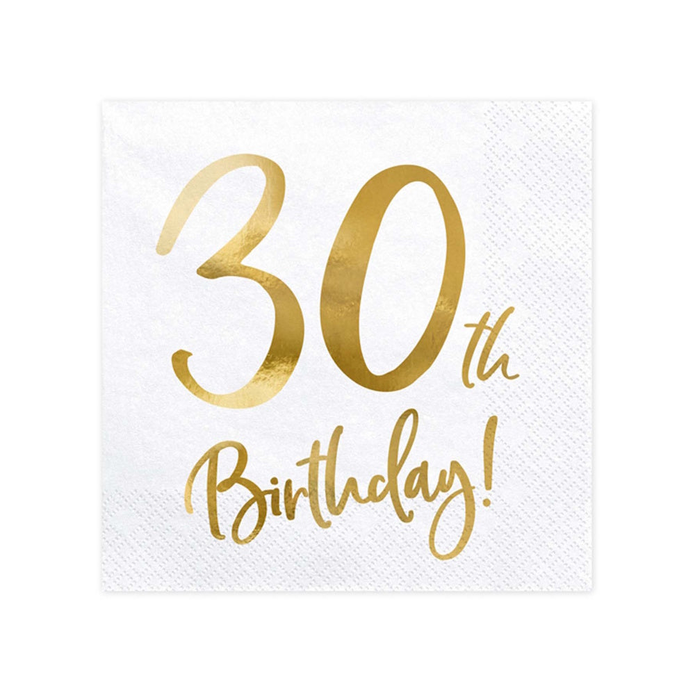 Gold Milestone 30th Birthday Lunch Napkins 20pk