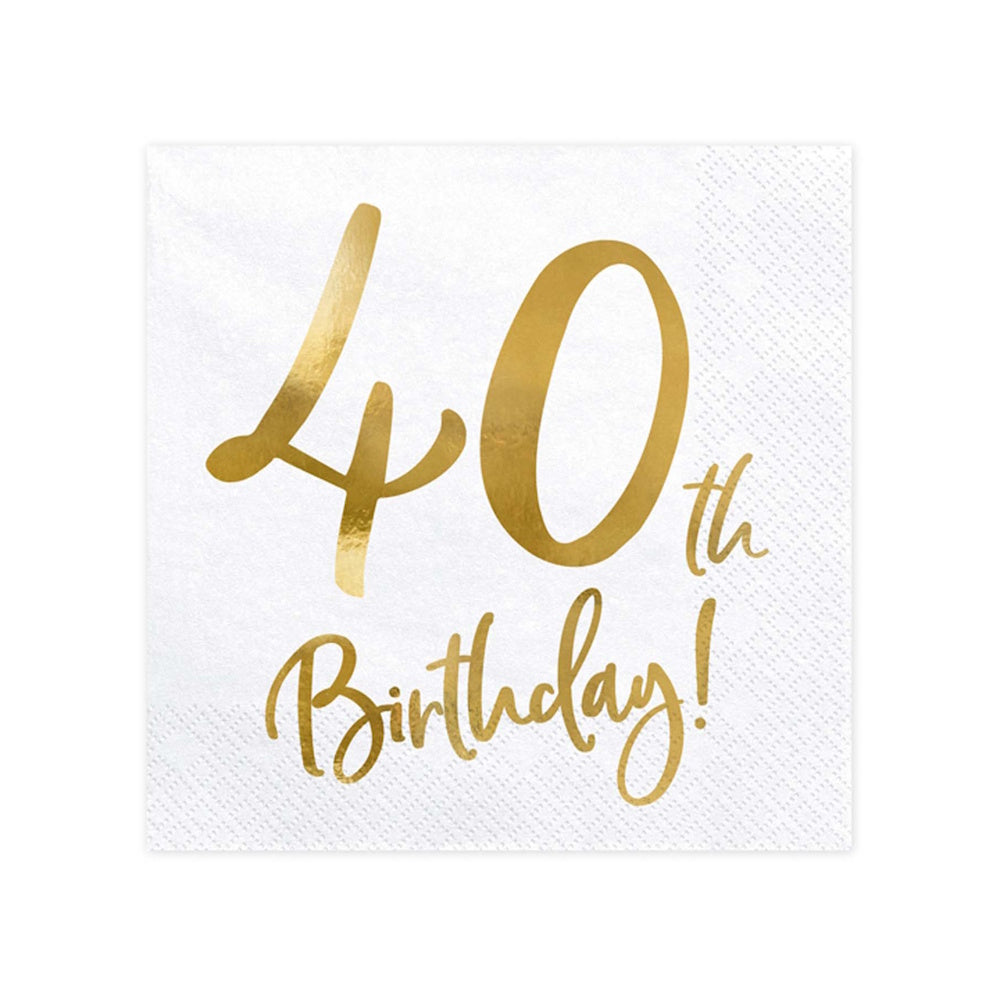Gold Milestone 40th Birthday Lunch Napkins 20pk