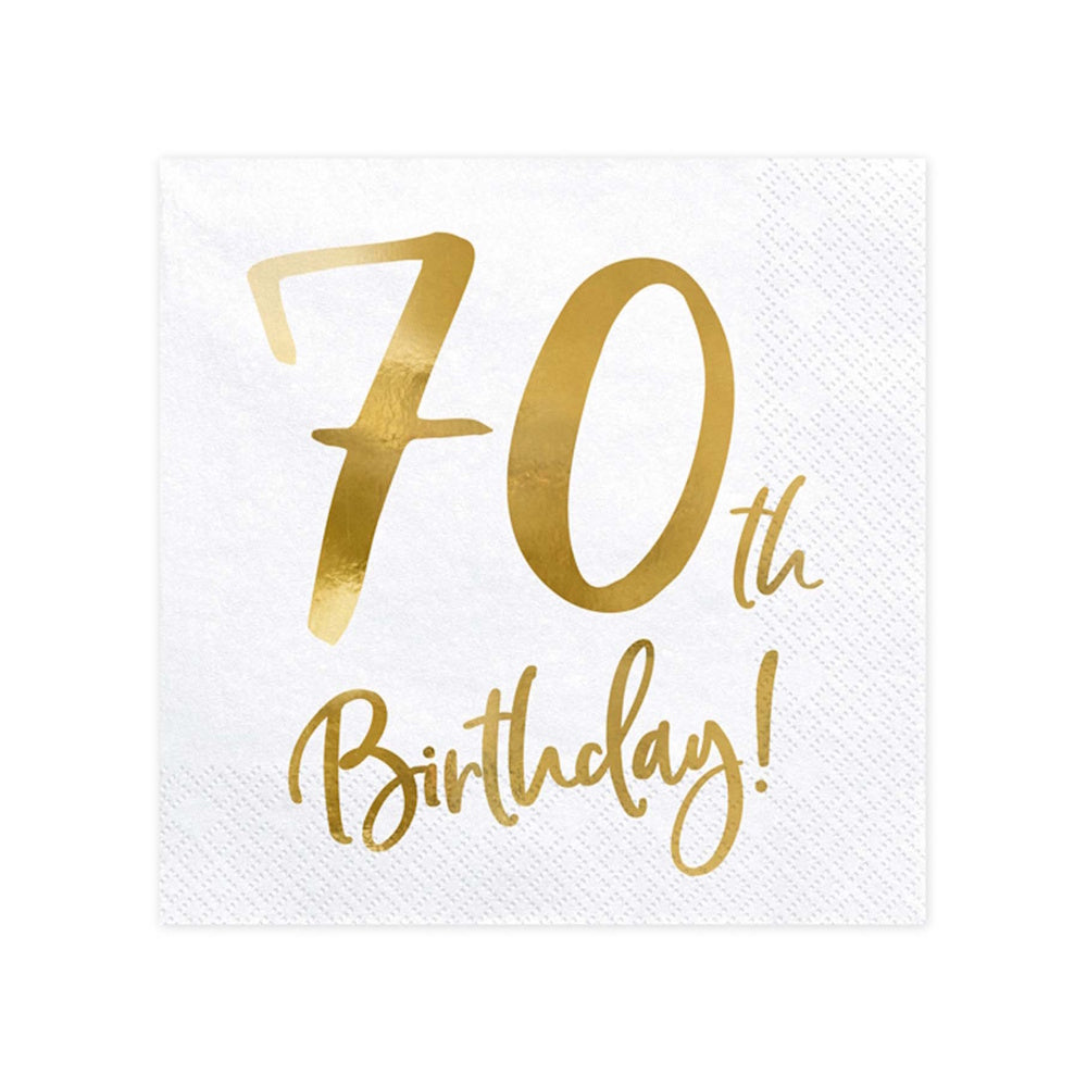 Gold Milestone 70th Birthday Lunch Napkins 20pk