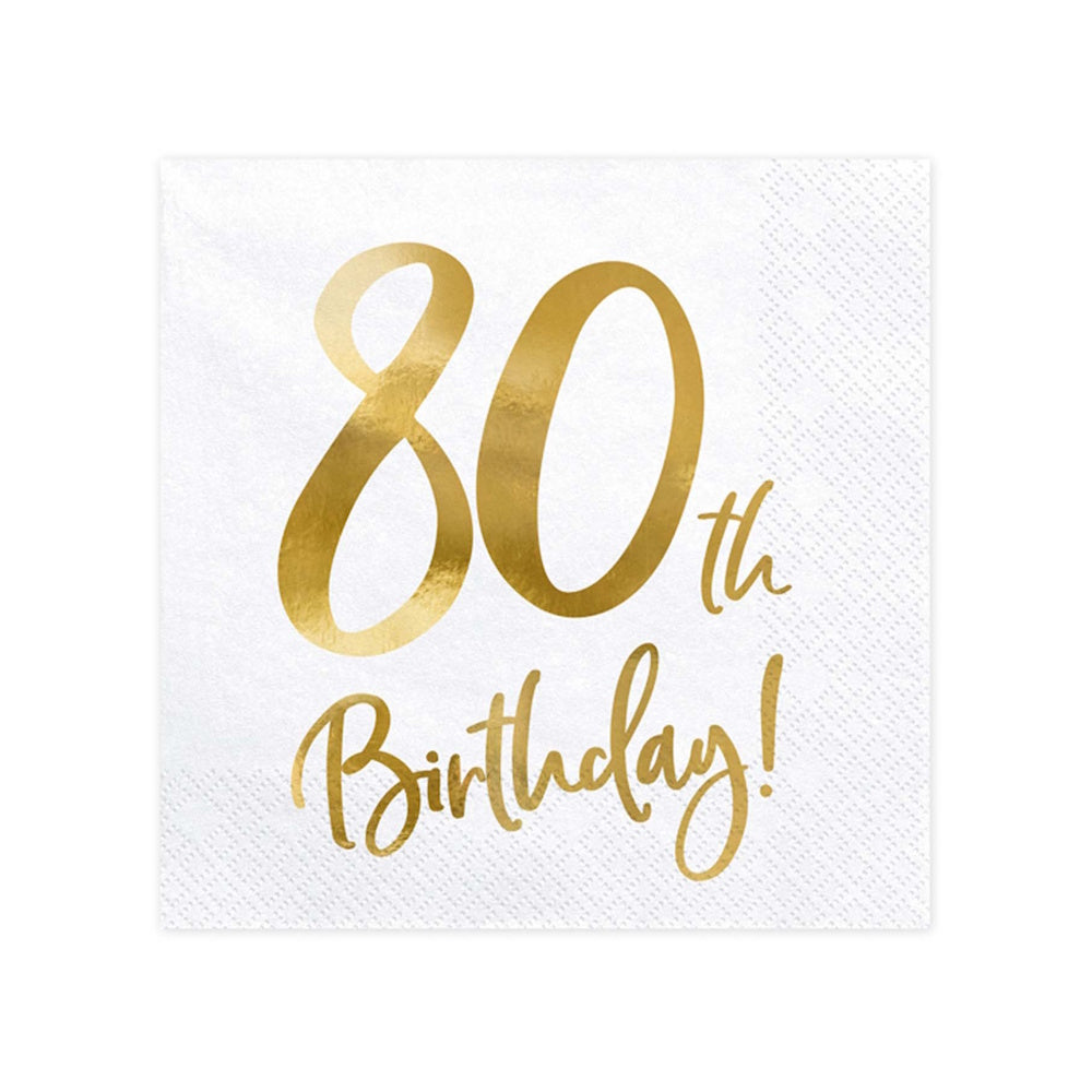 Gold Milestone 80th Birthday Lunch Napkins 20pk