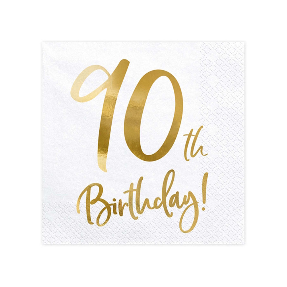 Gold Milestone 90th Birthday Lunch Napkins 20pk