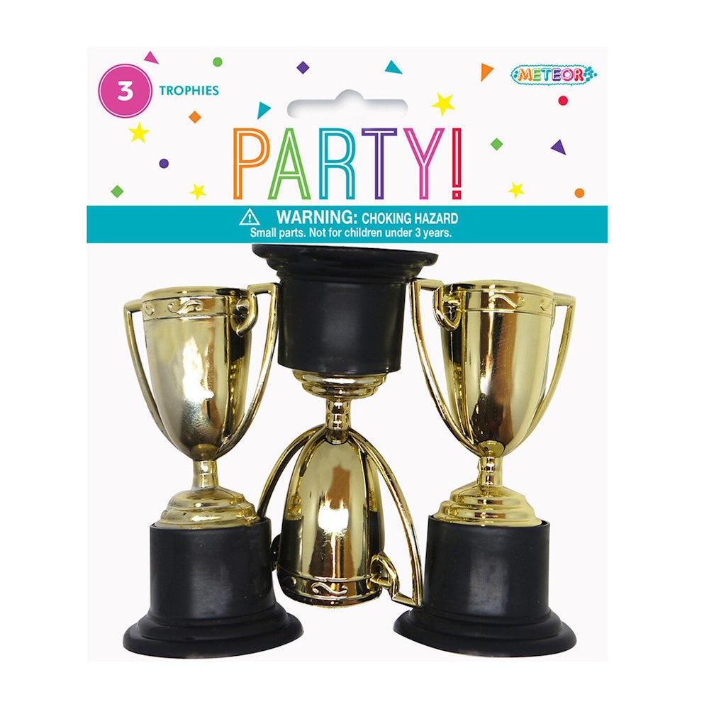 Mini Gold Cup Trophies 3pk