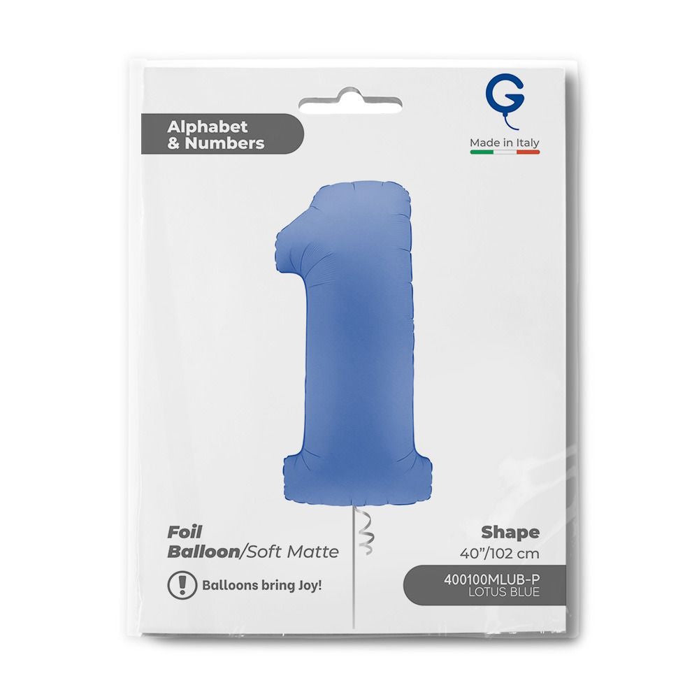 Giant Lotus Blue Number Foil Balloon - 1