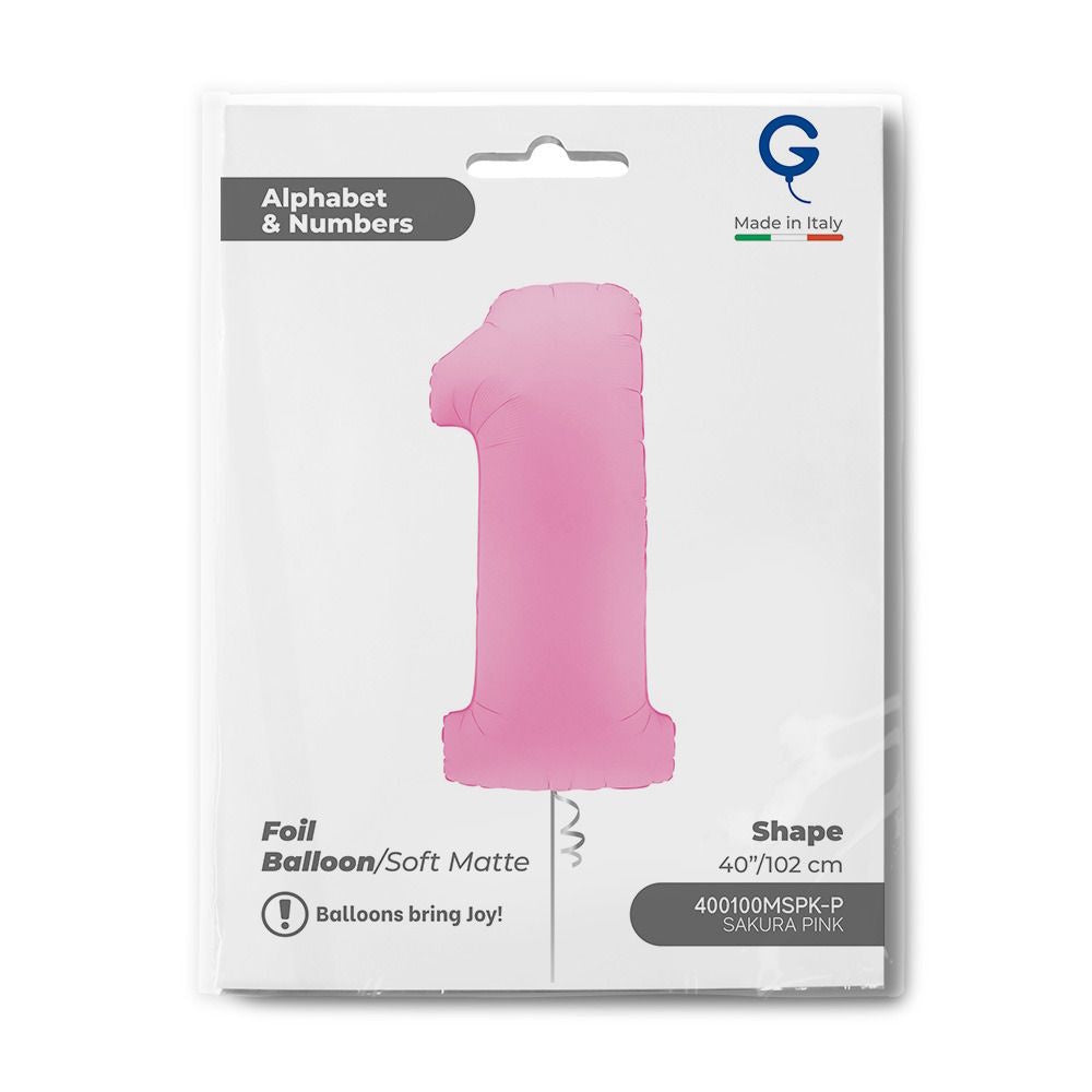 Giant Sakura Pink Number Foil Balloon - 1