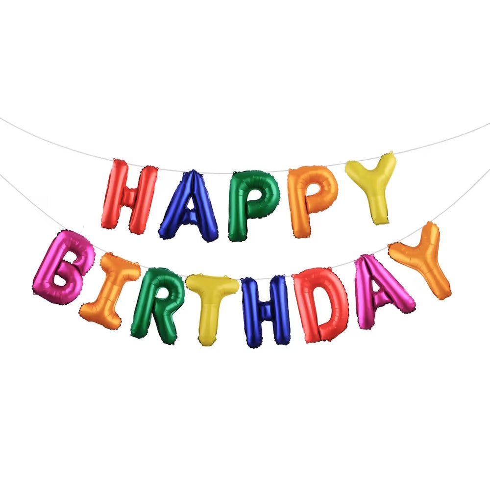Rainbow Happy Birthday Foil Letter Balloon Banner