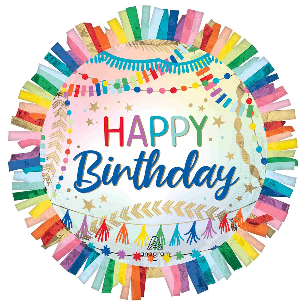 Happy Birthday Fringe Foil Balloon