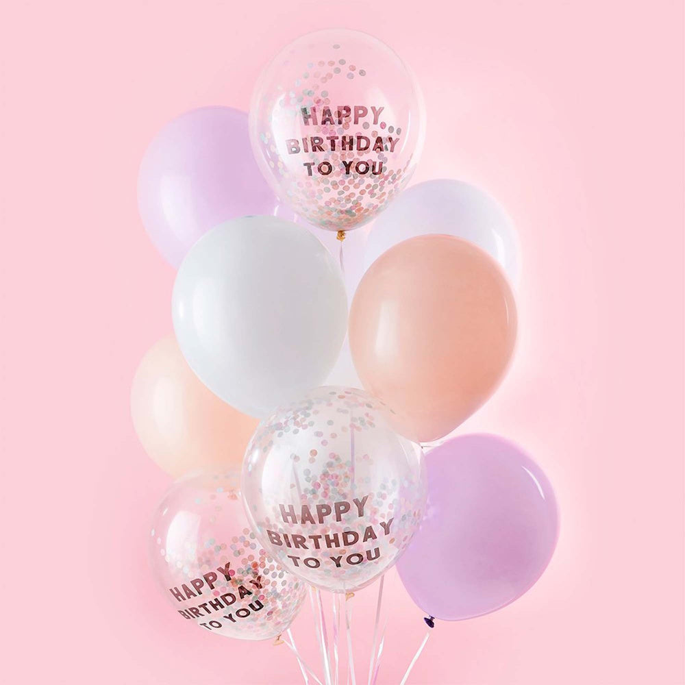 Pastel Party Happy Birthday To You Confetti Balloon Bundle