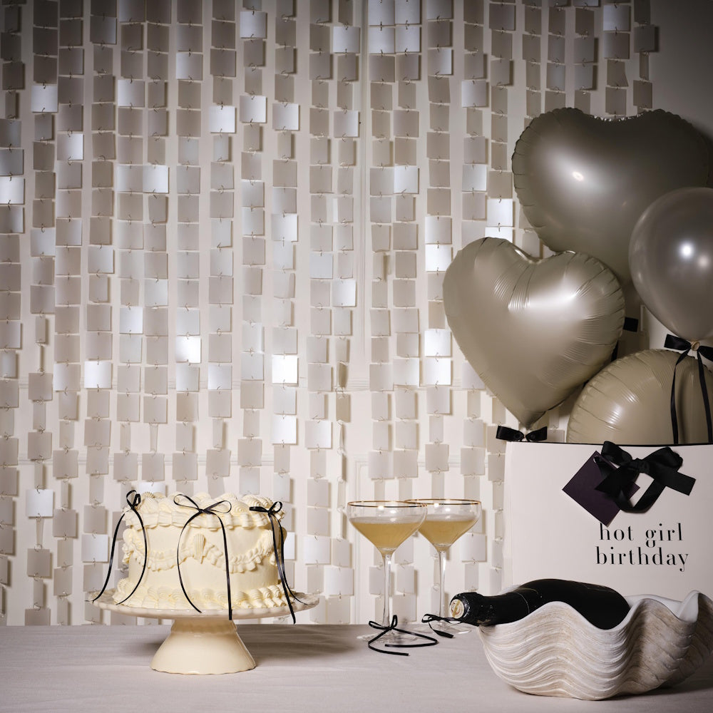 Happy Bowday Pearlised Sequin Hanging Backdrop